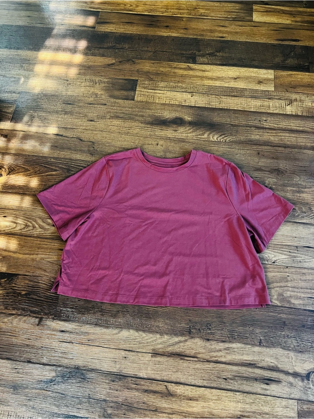 a new day Rose-Mauve Cropped Crewneck Tee